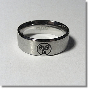 Finger-Ring Edelstahl Keltische Triskele BDSM Ring der O Schmuck silber  schwarz